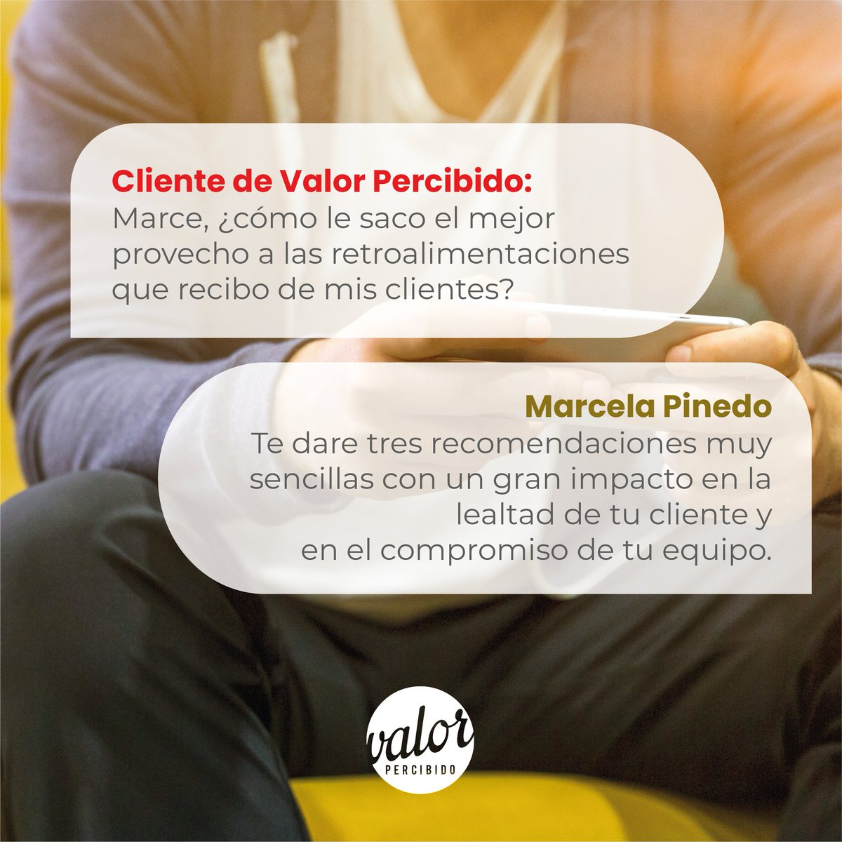 Valor_Percibido's tweet photo. Gestionar adecuadamente la retroalimentación que nuestros clientes nos dan en tiempo real es vital, pues son insumos para identificar cómo brindar una experiencia superior que se quiera repetir y recomendar. Aquí @MarcePinedo les comparte algunos tips. https://t.co/T3z1XRVw8L