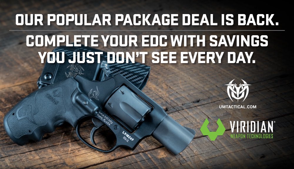 TaurusUSA's tweet photo. Today through Sunday, June 14th, 2020 purchase a Viridian Red Laser Grip for Taurus small frame revolvers and get a UM Tactical Qualifier Holster absolutely free.
Shop now --> https://t.co/KM0e3XjlGI
#TaurusUSA #ViridianLaser #UMTactical https://t.co/fjw6UrJU0j