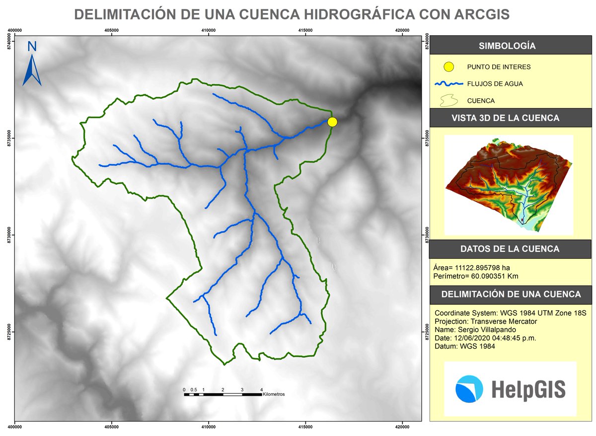 kuundera's tweet photo. Delimitación de una Cuenca Hidrográfica desarrollado en el Curso de "Delimitación y Codificación de Cuencas Hidrográficas con ArcGis" realizado por la empresa 
@HelpGIS
 
#CuencaGIS #HelpGis #DelimitacionDeCuenca https://t.co/jgpng3Z5Fa