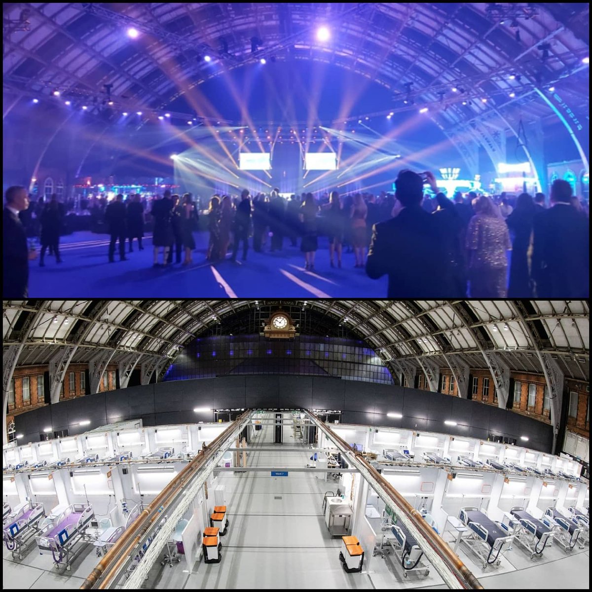 AmyKayDesign1's tweet photo. Manchester Central Convention Centre : 6 months ago and now 🌈 #thenandnow #covid19 #coronavirus #mixologynorth #designevent #december #newuse #now #positivity #manchestenightingale #hospital #support @MixInteriors @WaxmanCeramics https://t.co/jjZDUSivKG