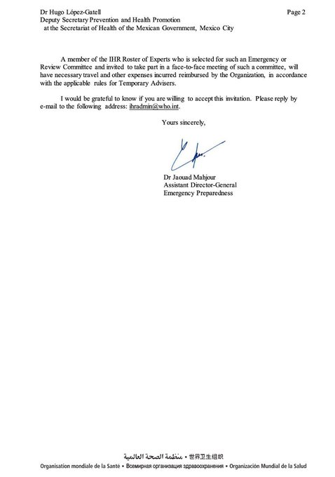 luisghernan's tweet photo. La Organización Mundial de la Salud @opsoms confirmó la integración de @HLGatell 

al Panel de Expertos que diseñará el Reglamento Sanitario Internacional

Las políticas públicas #SanaDistancia y #QuedateEnCasa sin duda marcaron pauta

#GatellOrgulloMexicano https://t.co/q8E2vimejV