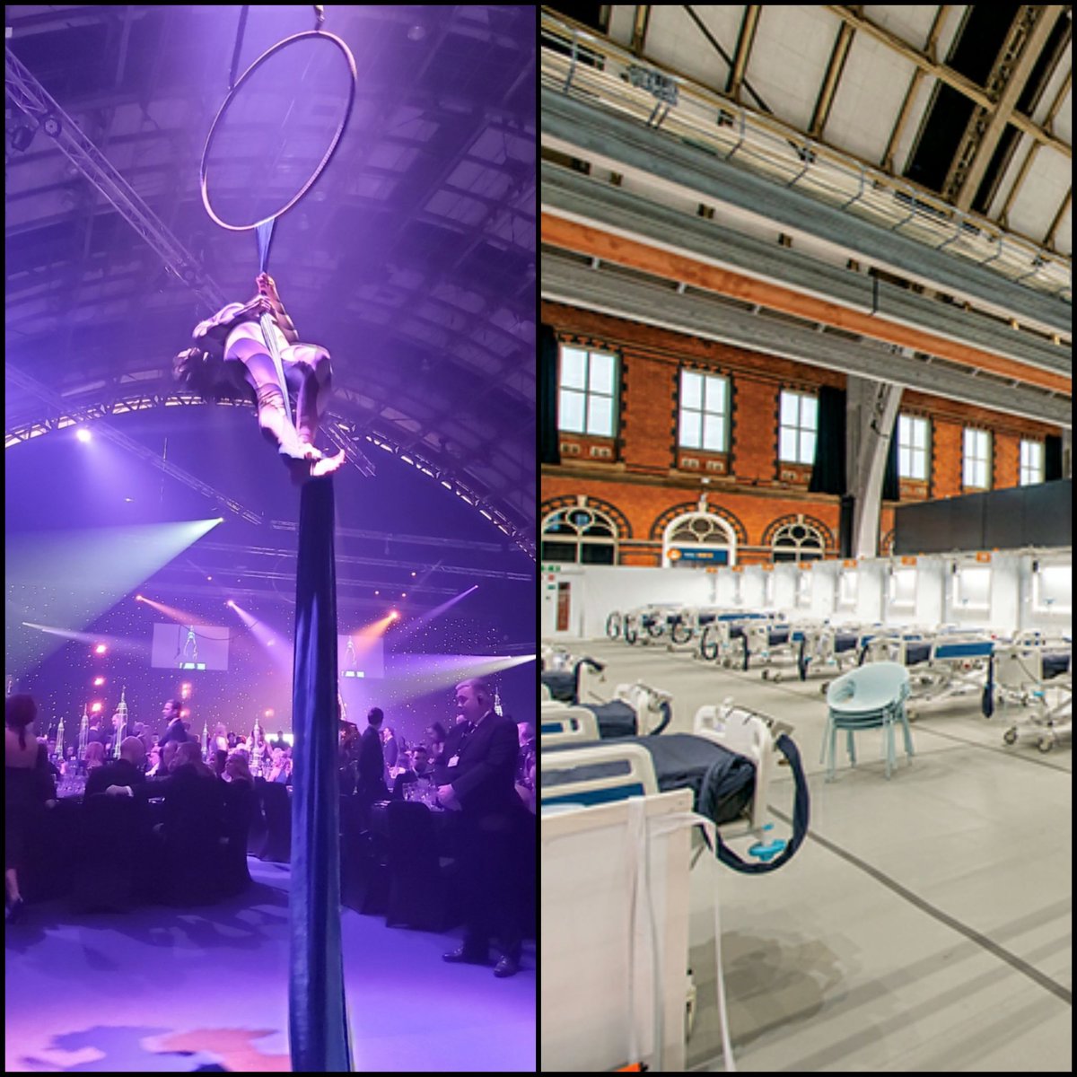 Manchester Central Convention Centre : 6 months ago and now 🌈 #thenandnow #covid19 #coronavirus #mixologynorth #designevent #december #newuse #now #positivity #manchestenightingale #hospital #support <a href="/MixInteriors/">Mix Interiors</a> @WaxmanCeramics