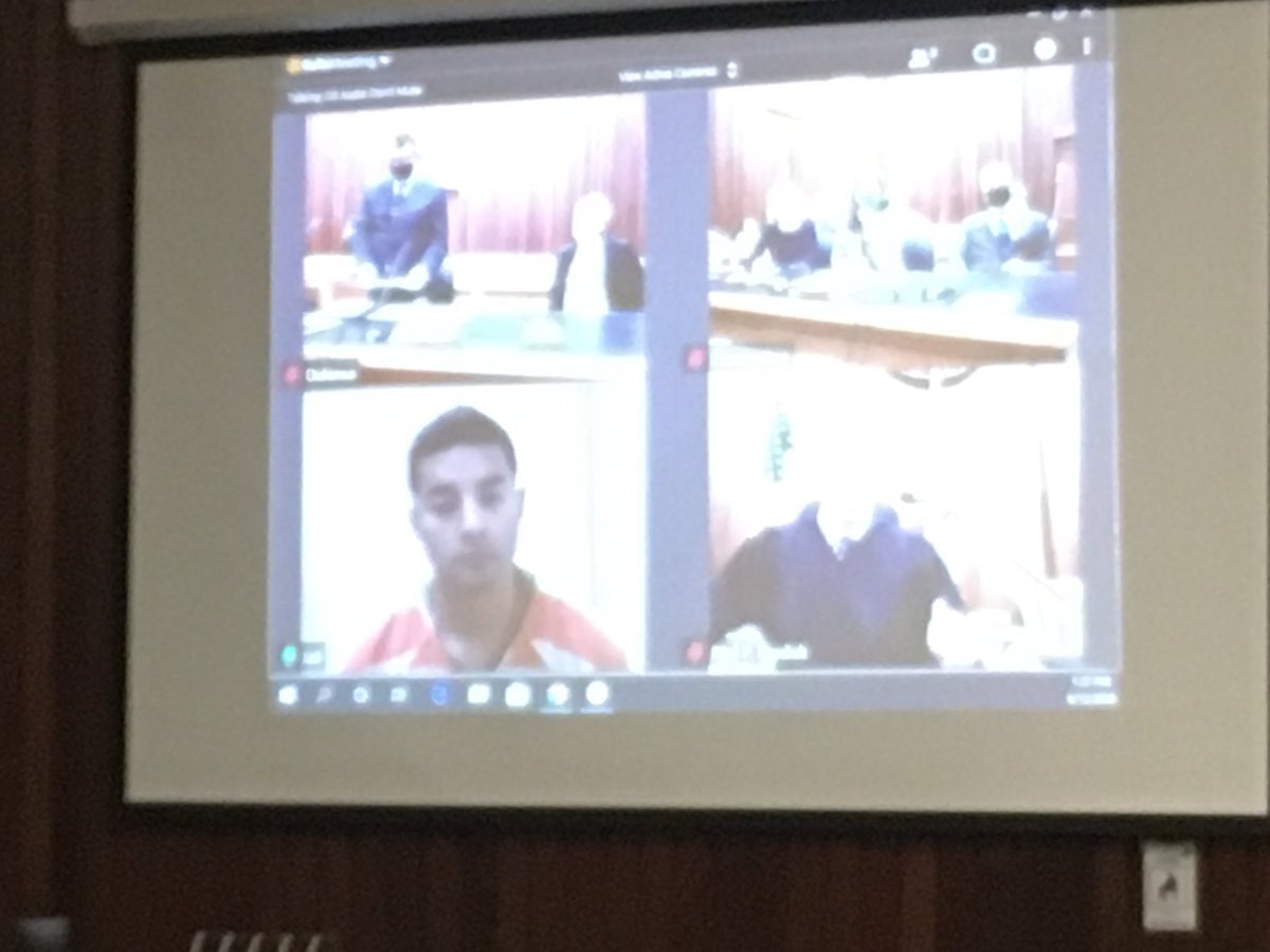 RFladeboe7's tweet photo. Accused in the fatal ambush of a Santa Cruz Co sheriff’s deputy, 32 yr old #StevenCarrillo is arraigned via video conference. He faces 19 felonies, including murder and lying in wait in the June 6 ambush in #BenLomond that claimed the life of sergeant #DamonGutzwiller https://t.co/kxcF7lpePD