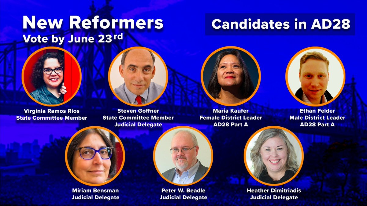mariteskaufer's tweet photo. @MiriamBensman @EthanFelder87 @ReformersNew Thank you, @MiriamBensman! It's a pleasure and an honor to run for Democratic Party offices with you and the other reform-minded, participatory democracy-committed candidates on our @ReformersNew-supported slate in AD 28 🙏🏽
#HealthyDemocracy #QNSVotes #VoteFromHomeNY https://t.co/s63J6uQust