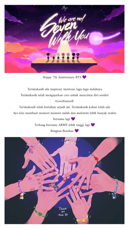 _dvyas29's tweet photo. Terima kasih sudah menemani masa mudaku BTS💜, ini festa yang ke 5 bareng kalian lagi, borahe💜

#방탄소년단_7번째_생일파티에_초대합니다
#방탄생파 #7주년 #선물은_아미면_됩니다 #BTS7thBday
#BTS #BTSARMY
#RM #JIN #SUGA #jhope #JIMIN #V #JungKook
(https://t.co/nbWfmZSNTO) https://t.co/QzHcBzYl9X