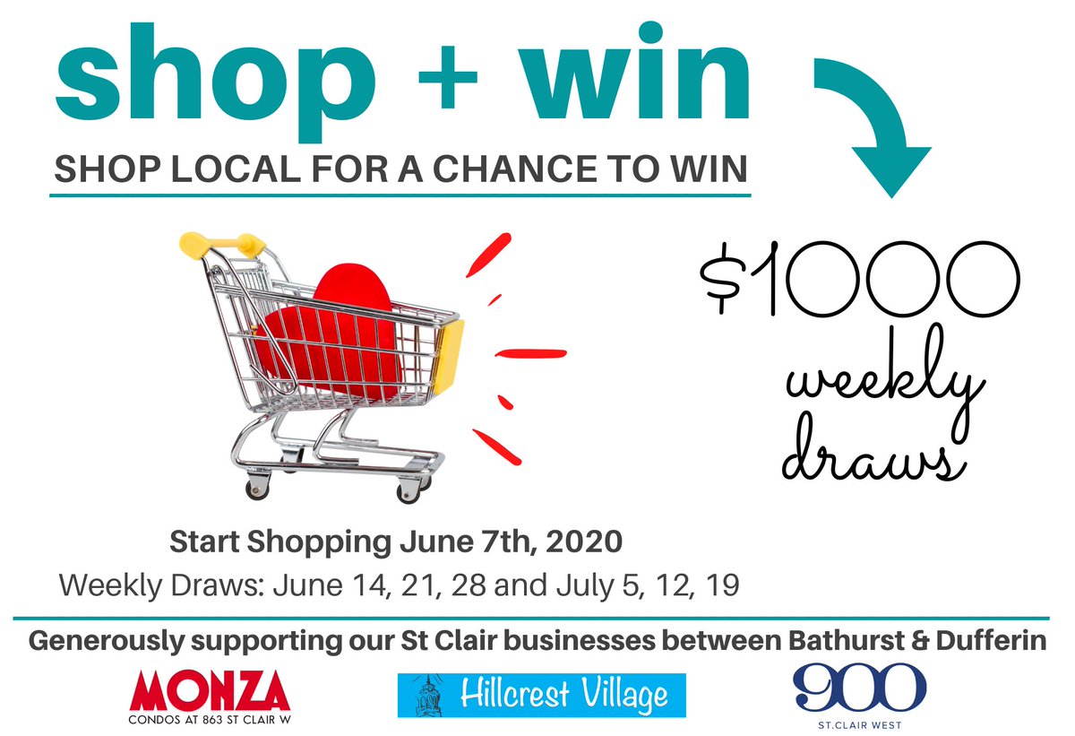 Supporting local businesses pays off (in many ways)! 

Right now, spend $25+ at any #StClairWest business between Bathurst &amp; Dufferin, take a pic of your receipt, and enter to win $1000 in weekly draws. Amazing!

Enter at shopandwinstclair.ca