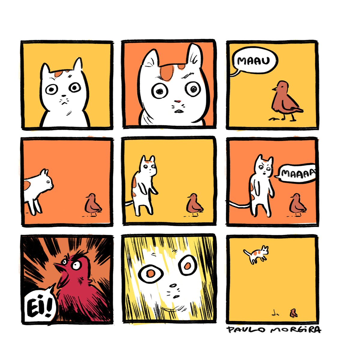 paulomoreria's tweet photo. uma seriezinha de 8 tiras do gato que fiz em 2018 🐱✨ https://t.co/u77IwIUbB1