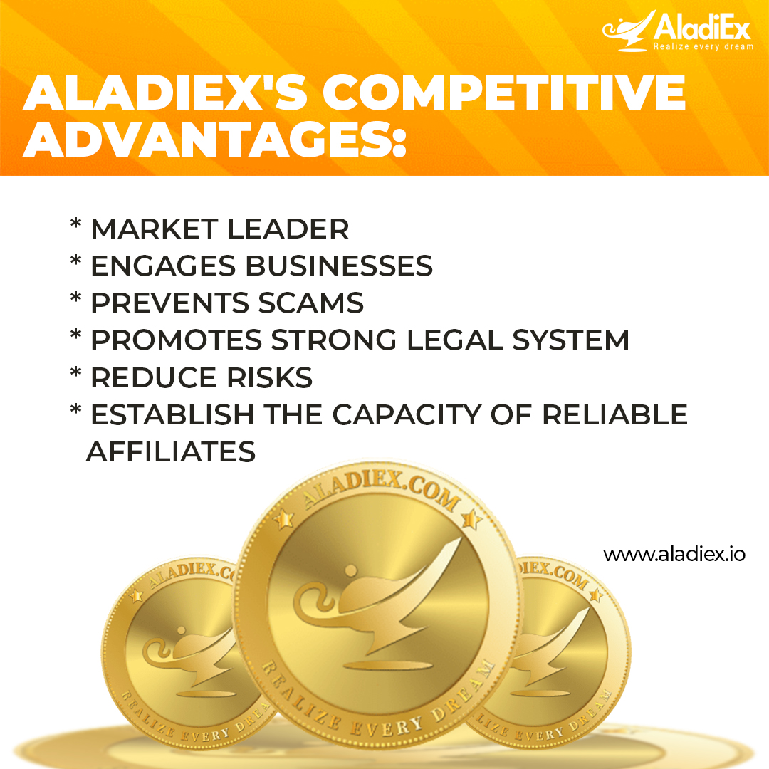 Aladiexchange's tweet photo. AladiEx's competitive advantages:

1. A market leader
2. Encourage businesses
3. Minimize potential scams
4. Known for its strong legal system
5. Reduce risks
6. Establish the capacity of reliable affiliates

#AladiEx #Aladin #bitcoin #Crypto #cryptocurrency #btc https://t.co/d8PcLuQQV7