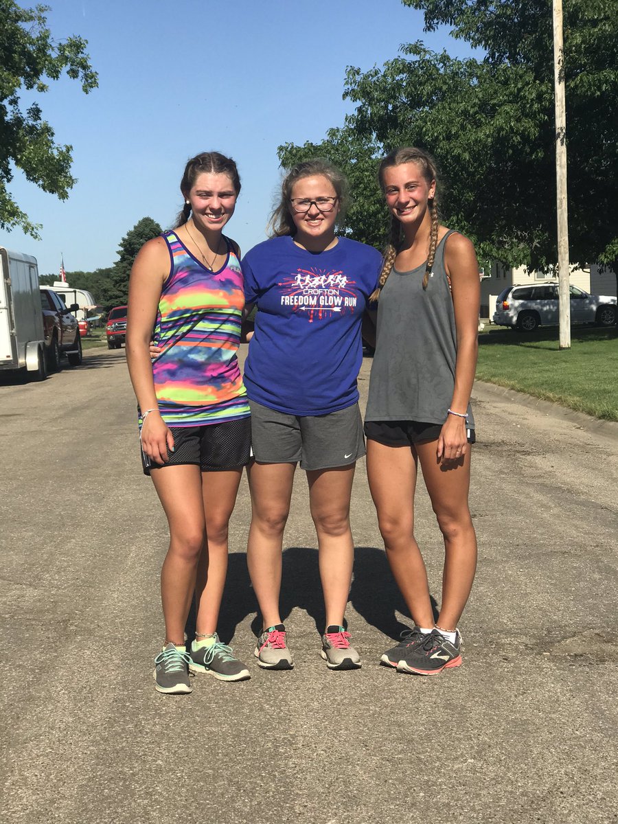 CroftonNebraska (@croftonneb) on Twitter photo Here’s a challenge for you! These three <a href="/CroftonWarriors/">Crofton Warriors</a> (From left: Abby Steffen, Emma Neuhalfen & Kiera Altwine) just finished running 24 miles in 24 hours. 1 mile every hour. Cancelled summer activities won’t slow these three down. Who’s next? 🏃🏻♂️🏃♀️ Here’s a challenge for you! These three <a href="/CroftonWarriors/">Crofton Warriors</a> (From left: Abby Steffen, Emma Neuhalfen & Kiera Altwine) just finished running 24 miles in 24 hours. 1 mile every hour. Cancelled summer activities won’t slow these three down. Who’s next? 🏃🏻♂️🏃♀️