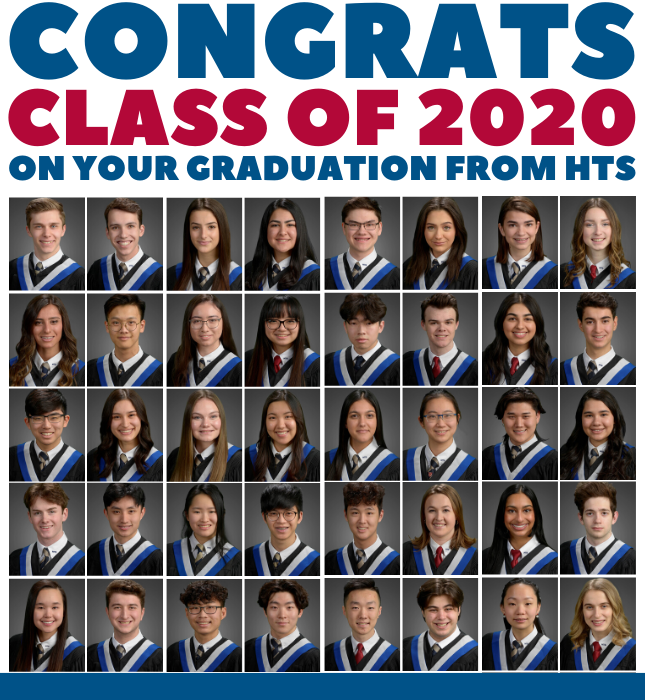 HTSRichmondHill's tweet photo. Congratulations to the Class of 2020 — a resilient Class who is courageous in all that they do. Welcome to the @htsalumni community, and good luck in all of your future endeavours! #Classof2020 #Graduation2020 #SeniorYear #HTSHawkPride https://t.co/vJE8QzcahK