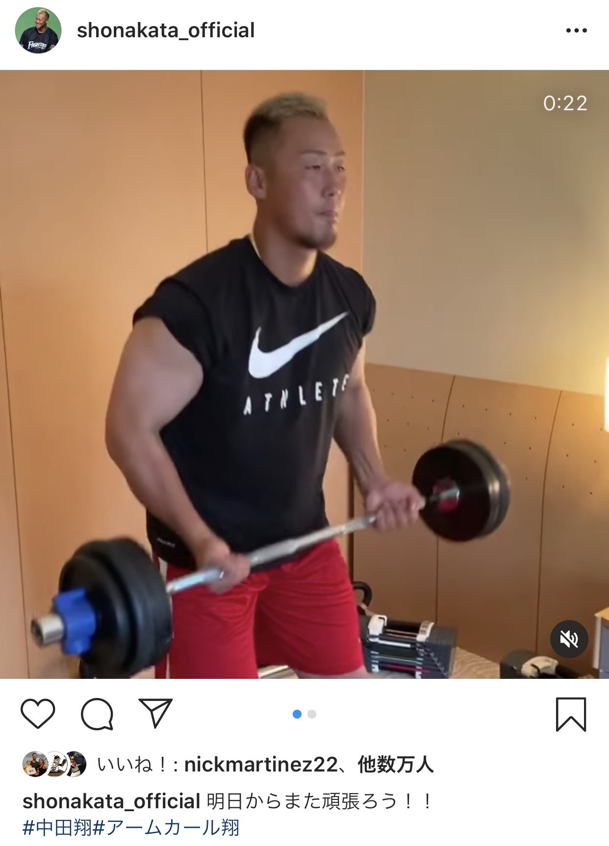 ダルビッシュ有 Yu Darvish インスタ開いたら中田がアームカールしてたから 相変わらず中田アームカール翔やな ってコメント書こうと思ったら自分でハッシュタグつけてて軽く吹いた T Co Wltk7zvlgw Twitter