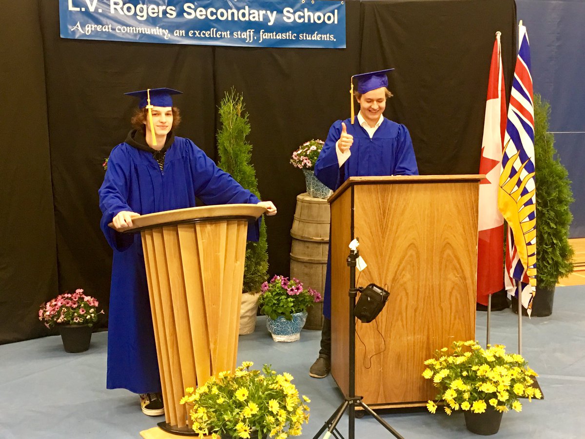 Two valedictorians for <a href="/LVRsecondary/">LV Rogers Secondary</a> this special year for Grad 2020: thank you Dakota &amp; Harlan for your unique perspectives &amp; inspiring message! <a href="/SD8KootenayLk/">SD8 Kootenay Lake</a>