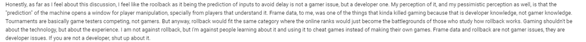 Sajam's tweet image. &quot;But anyway, rollback would fit the same category where the online ranks would just become the battlegrounds of those who study how rollback works.&quot;

While you were busy studying the blade, I learned the ways of rollback.