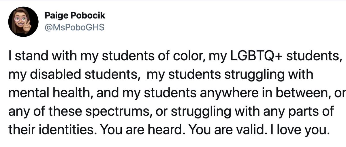 Mrsmenji's tweet photo. This will always be true for me! My classroom has always been and will always be a safe space! https://t.co/YFDJmdwrjS