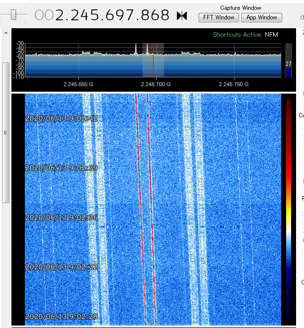 JA0CAW's tweet image. Cartosat 2D/2C 2358 UTC 2245.80Mhz signal over Japan #cartosat #cubesats