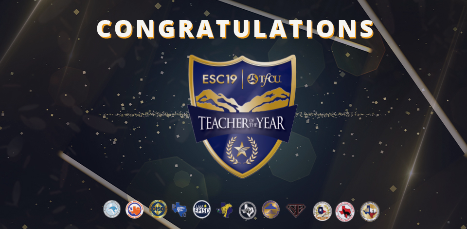 ESCRegion19's tweet image. ESC Region 19 would like to congratulate all of the AMAZING 2020 Teachers of the Year! These Educators have shown exceptional effort to the students of our region and we would like to commend them for it! Retweet and help us congratulate them!🎉 #WeR19Together #TOY #TeachersRock