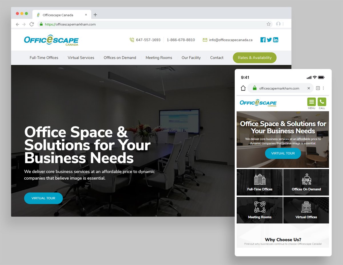 Check out one of our latest launches for Officescape Canada at officescapemarkham.com
-
#virtualoffice #officeondemand #office #business #officerentals #officespace #entrepreneur #workspace #webdesign #design #webdevelopment #barrie #markham