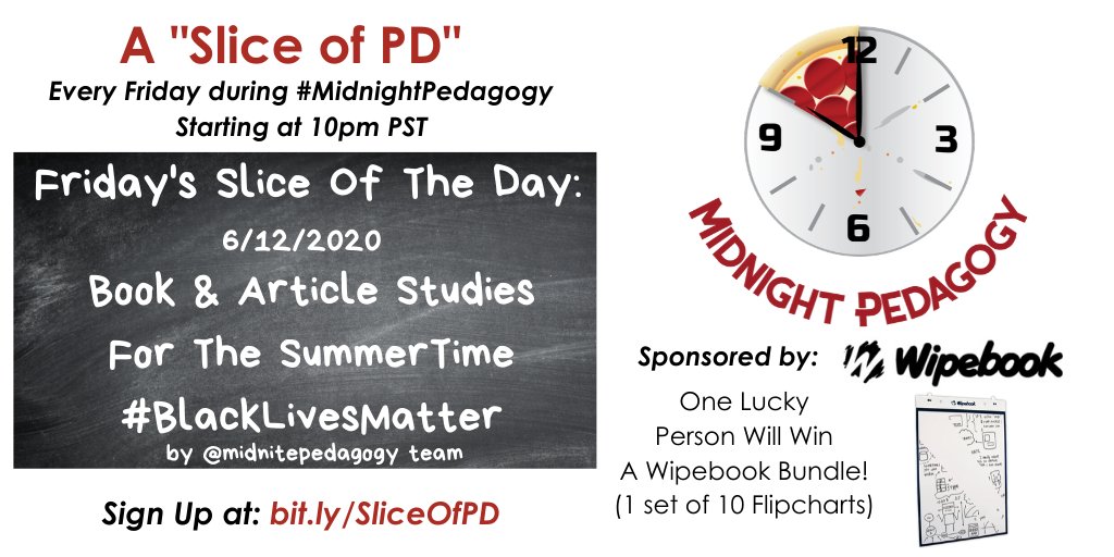 MidnitePedagogy's tweet photo. Join us for a #SliceOfPD as we dive into our Book & Article Studies to listen, learn, & grow for the summer.
1st book will be @Ready4rigor 's "Culturally Responsive Teaching " & Article studies led by @edtechyoda.
All are welcome.
Please join us.
https://t.co/zNKCy85frw https://t.co/kuideuF9u3