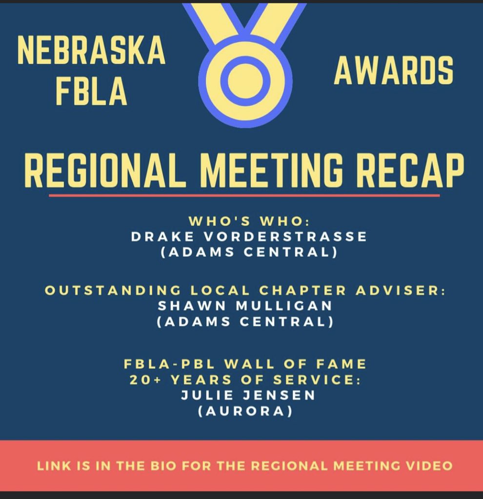 National FBLA recognition and awards will be released over the next few weeks. 

There are four levels of FBLA and <a href="/julieljensen/">Julie Jensen</a> has held leadership positions at the local, state, regional and national level. Congratulations! <a href="/aurorafbla1/">Aurora FBLA</a> <a href="/AuroraHuskies/">Aurora Huskies</a>