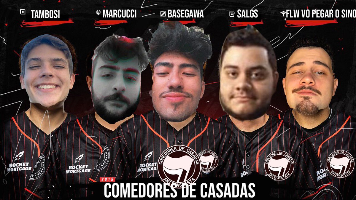 SCMBLoL's tweet photo. COMEDORES DE CASADAS CAMPEÕES DO PRIMEIRO SPLIT DO SCMBLOL!
@tambosi__ 
@hasehasehase0
@EmanuelGouvs 
@mar_cuccigang 
@Filipe_Pavesi https://t.co/bkabl2ynFf