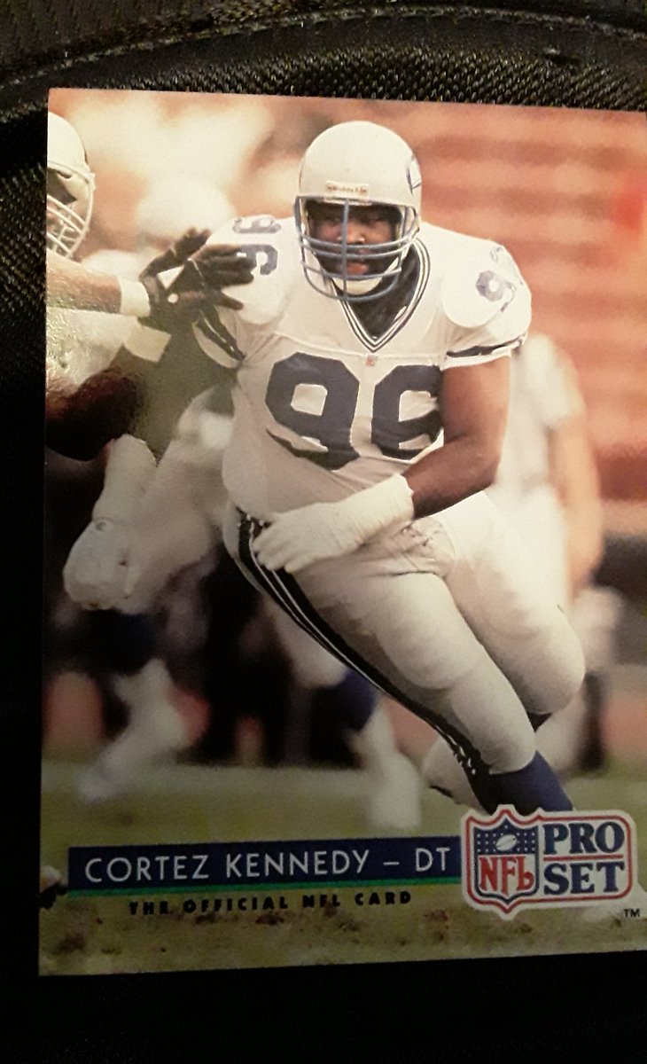 BigPhil870's tweet photo. My son pulled this from a box of 1992 NFL ProSet. Perennial Pro Bowler born in my hometown of Osceola, Arkansas. #RIPCortez #SeattleSeahawks https://t.co/eSFbvQOMUx