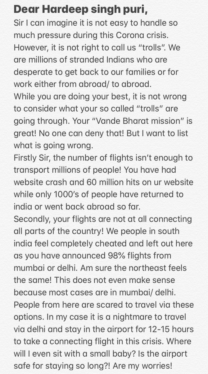 aishwaryagn's tweet photo. @HardeepSPuri @airindiain @narendramodi @PMOIndia @CMOTamilNadu @MEAIndia @SwapneelD1 
A humble request from a stranded and depressed fellow India! 
I hope to god that you get to read this message! 🙏🏻🙏🏻🙏🏻 https://t.co/QFHylsPpLQ