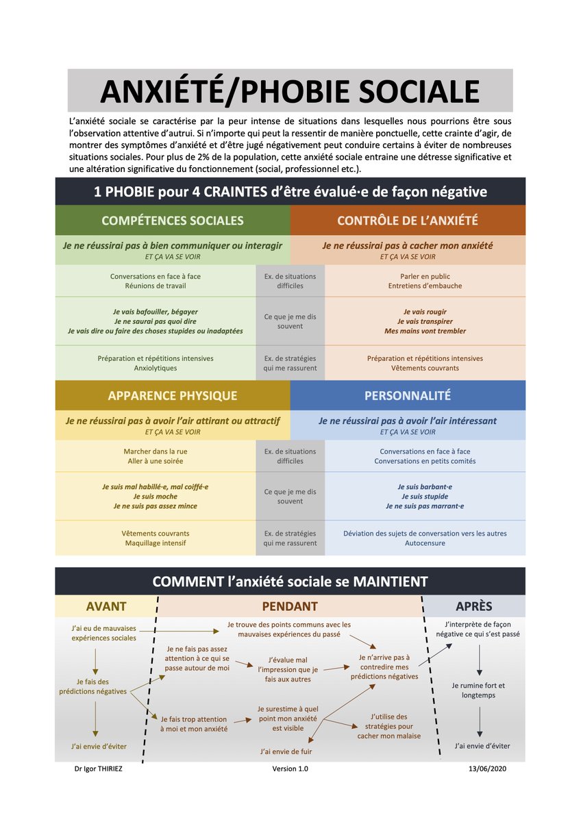 igorthiriez's tweet image. Première fiche post confinement : ANXIÉTÉ/PHOBIE SOCIALE. #AnxiétéSociale #PhobieSociale #psychiatrie