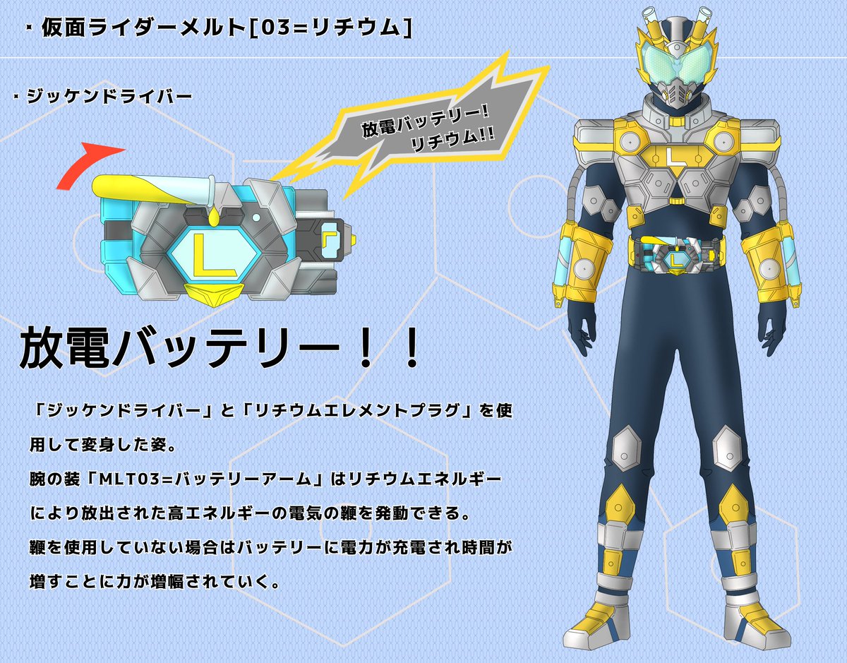 からふるいろ Twitterissa 仮面ライダーメルト ハイドロジェン ロケットアーム リチウム 電池 ベリリウム 射撃管制装置 ホウ素 耐火 消防士 ヘリウムは別枠 的なイメージで描いてます オリジナル仮面ライダー オリジナルライダー ライダー計画if からふるいろ Twitterissa 仮面ライダーメルト ハイドロジェン ロケットアーム リチウム 電池 ベリリウム 射撃管制装置 ホウ素 耐火 消防士 ヘリウムは別枠 的なイメージで描いてます オリジナル仮面ライダー オリジナルライダー ライダー計画if