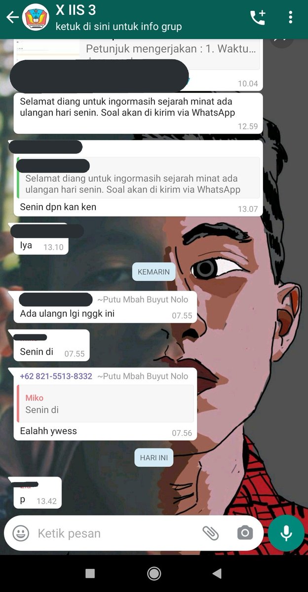PachePanggil's tweet photo. Kawan sekelas ku HP nya keriset, nge "p" di grub kelas yg ada wali kelas ku guru agama pula. Anj dikira grub kelas tempat tongkrongan woles bgt nge "p" Fag🤣 https://t.co/zJHqF2ixoF