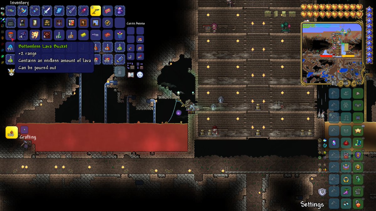 ジェットｐ ニコ生主 Terraria 溶岩の釣り まさかの地下でやらなくてもよいことが判明 地表判定でも固有魚 クレート 果てには無限溶岩バケツまで出る