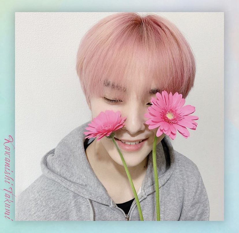 Name: Kawanishi Takumi ( 川西 拓実 )Birthday: Jun. 23, 1999Hometown: HyōgoFinal PD101J Rank: 3Position: VocalistColor: PinkEmoji: Charm point: Bright, clear eyes↳ 1-Minute Interview!  ↳ Let’s cook Jam! 