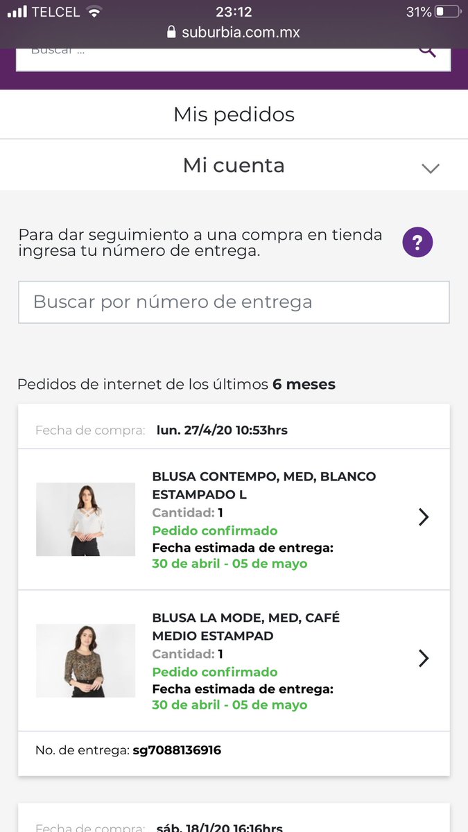 Helen694's tweet photo. Nadie compre en @Moda_Suburbia , no es empresa sería la cual respete entregas, pague desde el 27 de abril es 12 de Junio y cancele hace 1 mes y vean aun dice pedido confirmado @Profeco  deberían de ayudar son muchas quejas, tienpo perdido y dinero que no reembolsan https://t.co/qLtVKXt0Ty