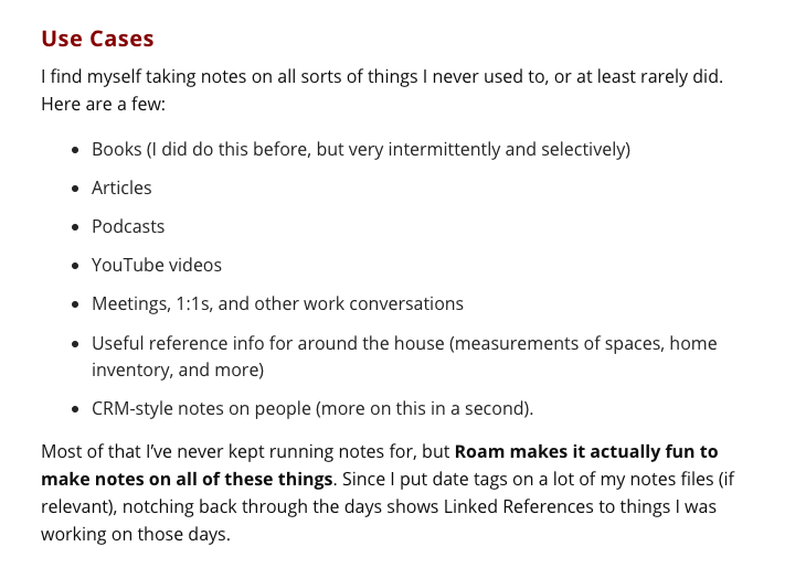 find this from  @colemanm 's post on  @RoamBrain , quite useful.