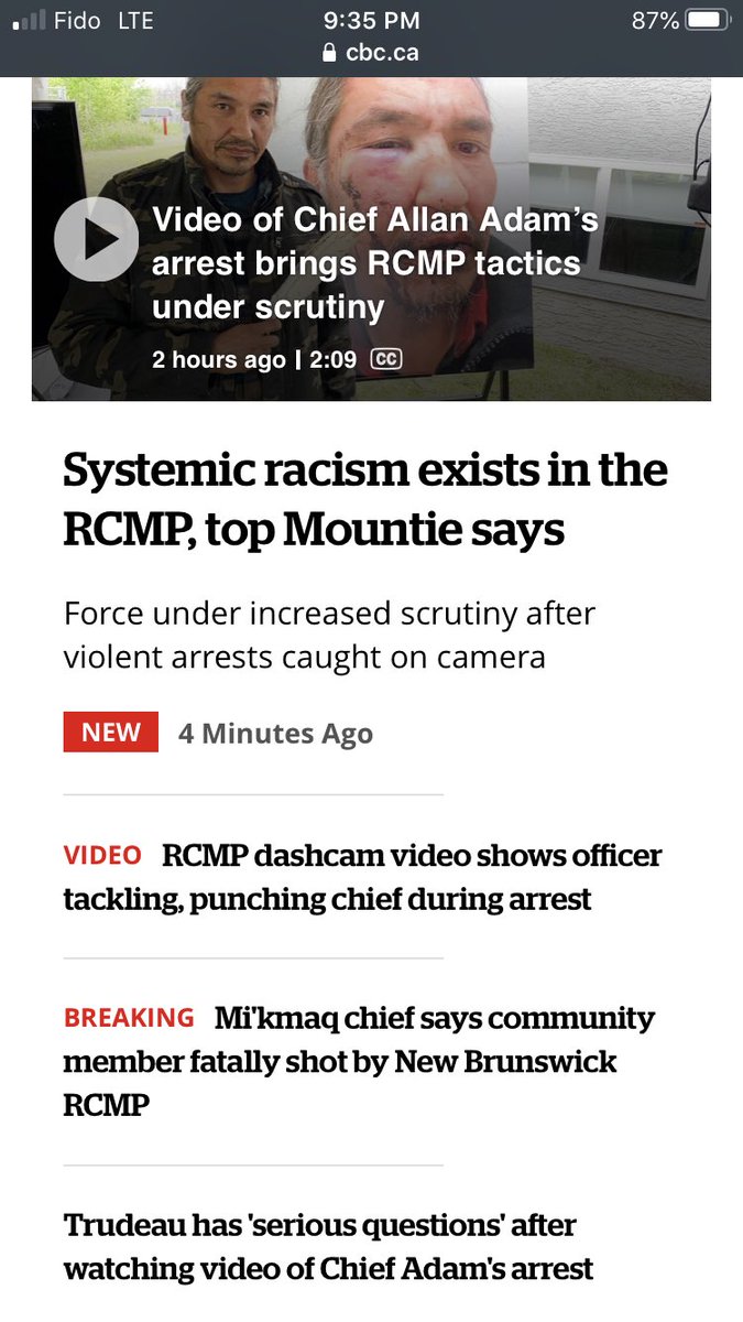 The CBC homepage right now