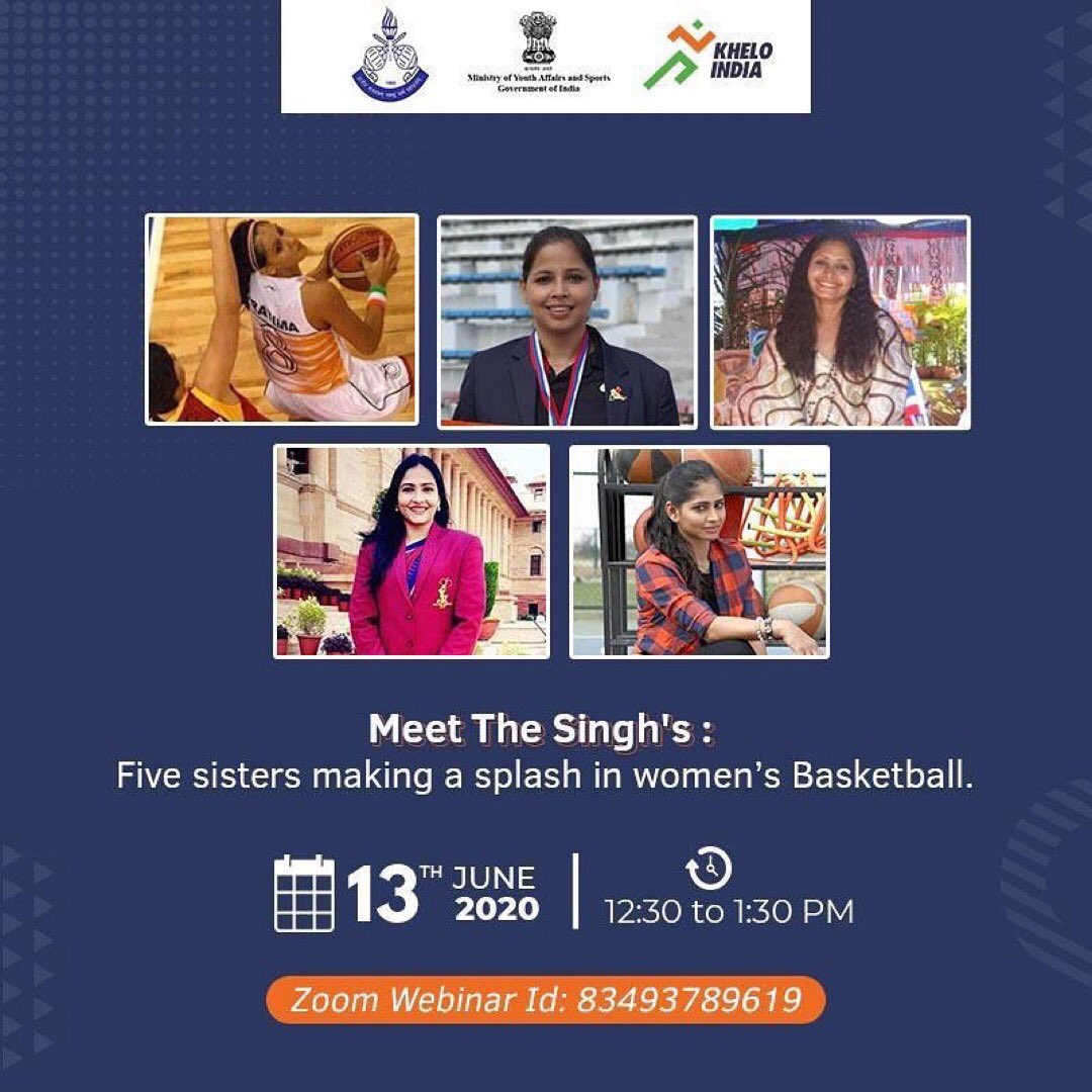 The #SinghSisters @divyasingh04, @pratimasinghbb,@akankshasingh4,@priyankasinghbb &amp; <a href="/prashanti14/">प्रशांति सिंह सोलंकी</a> are among India’s most celebrated sporting families. Watch them discuss their journey which has seen them represent the country &amp; win the highest honours.
(Zoom ID 83493789619)