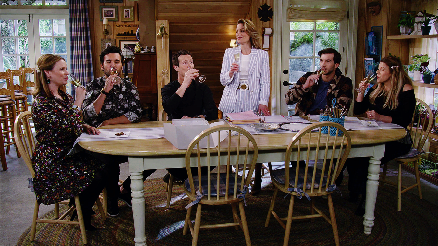SteveAndDJ's tweet photo. DJ: Cheers. See? I went one whole minute without thinking of you guys moving out. ๐ฅ๐ข #FullerHouse #Steej https://t.co/2dyOgE87ew