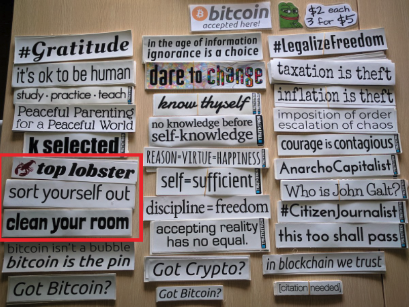 StarfuryFlames's tweet photo. @MultiBitcoiner he's certainly been good for a lot of people that have lost purpose and meaning. but we should recognize he's got his own demons too. still got a bunch of these stickers left from my old #TruthTags project =) https://t.co/I7MCiEL45U