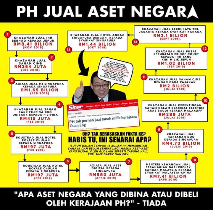 azuands's tweet photo. MEMANG BENAR KERAJAAN BN TERUTAMA DI PEMERINTAHAN DS NAJIB ADA ASET KERAJAAN DIJUAL DAN ADA YANG DIBINA JUGA , TAPI KERAJAAN PH KERJANYA ASYIK MENJUAL JUAL DAN JUAL! MANA BINANYA? 😂 😂 ITU MACAM NAK KATA PH LAGI BAGUS? 🥱 https://t.co/mE8VOebh1W