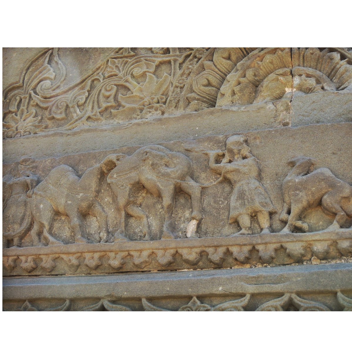 ऊ is for ऊंंट. Pic 2 from Nurpur in Himachal Pradesh (10th century CE),  shows a man with three camels, including a young one.  #AksharArt  #ArtByTheLetter