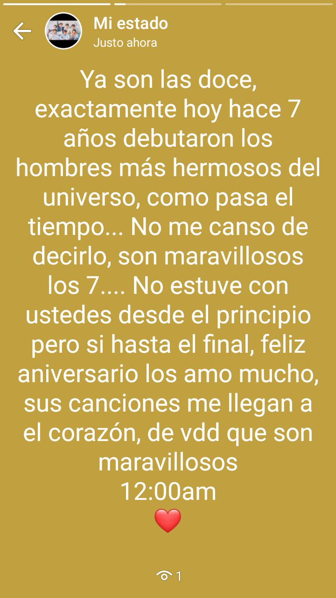 Alexa93020699's tweet photo. HOY DEBUTARON LAS 7 MARAVILLAS DEL MUNDO, HOY SE UNIÓ UN GRUPO QUE VA A HACER HISTORIA, UNA NACIÓN FORMADA POR ARMYS DE TODAS PARTES DEL MUNDO, VAMOS CON USTEDES HASTA EL FINAL A TRAVÉS DE LA PANTALLA, PERO EN ALGÚN MOMENTO DESEO PODER VERLOS EN VIVO Y SENTIR SI VIBRA,LOS AMO 😍 https://t.co/rvd1mlVLBs