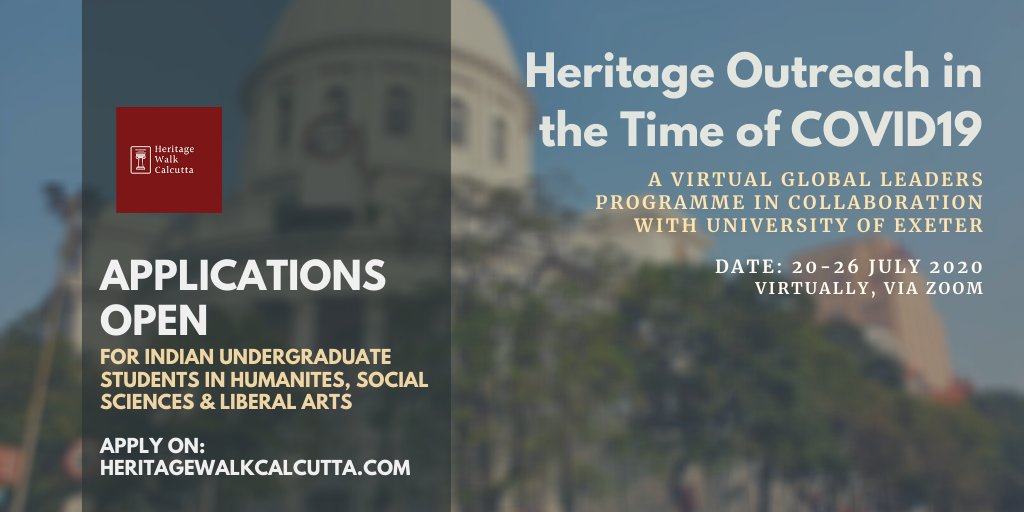 immersivetrails's tweet photo. We at @heritagewalkcal are proud to collaborate with @UniofExeter to host this year's #GlobalLeaders virtual #StudentProgramme which provides a collaborative platform for undergraduates from #India & the #UK on the issue of #HeritageOutreach.
Apply here: https://t.co/2lio3BVOhb https://t.co/mN1rmVjj80