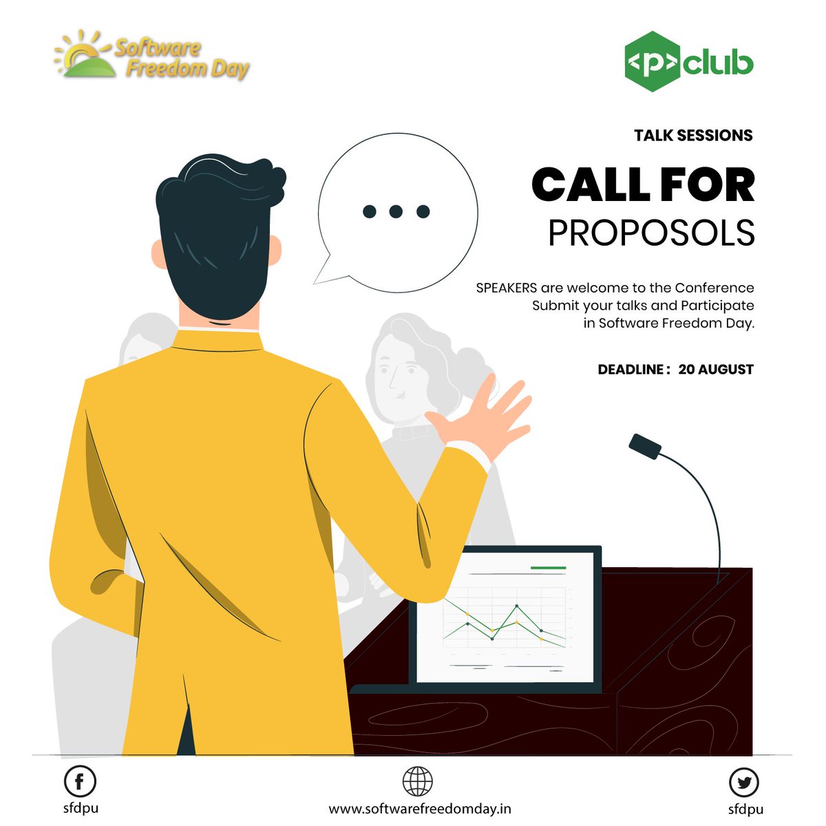 Hey techies, Why not come up and share your knowledge with peers under a roof on a platform tailored just for you at SFD 2020. The call for proposals is live now. Register now at: papercall.io/sfd2020
Website: softwarefreedomday.in
#softwarefreedomday #opensource #sfdpu #git