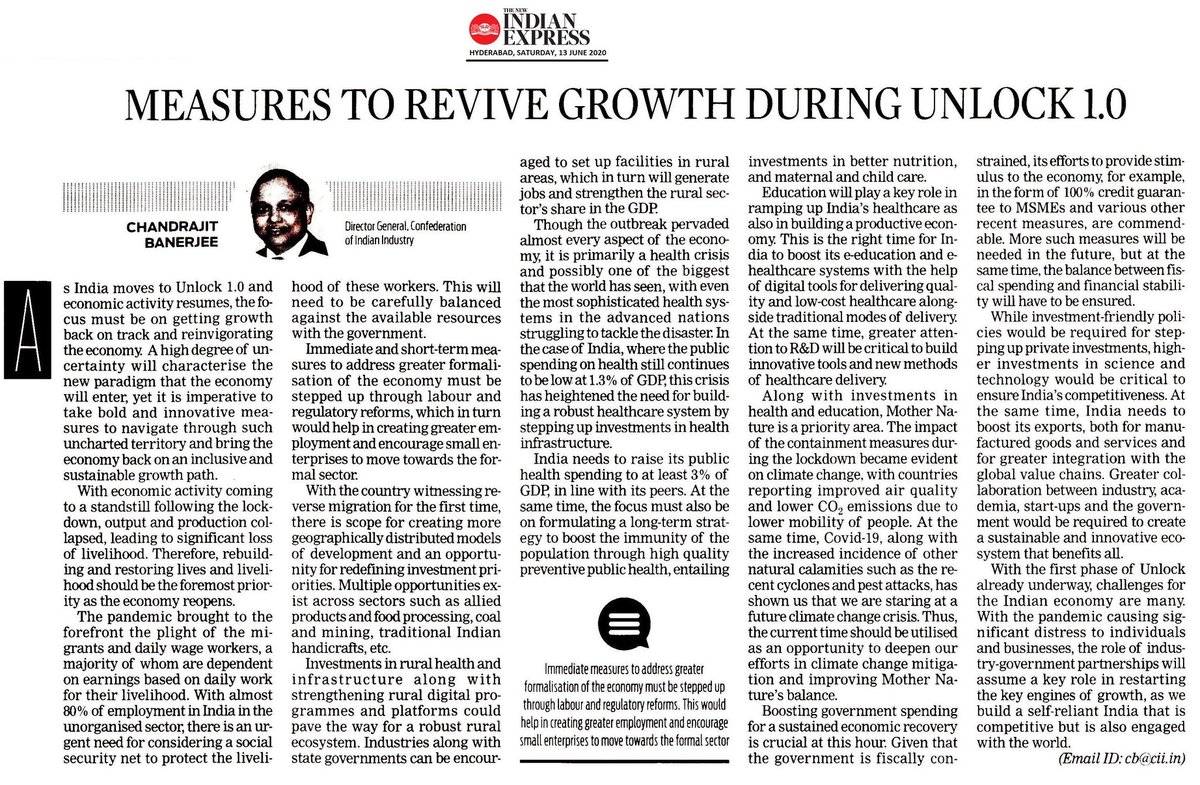 TUCC_Official's tweet image. RT FollowCII: With the pandemic causing significant distress to individuals&amp;amp;businesses, the role of industry-govt partnerships will assume a key role in restarting the key engines of growth, as we build a self-reliant #India, writes CB_CII, DG, CII #cii4…
