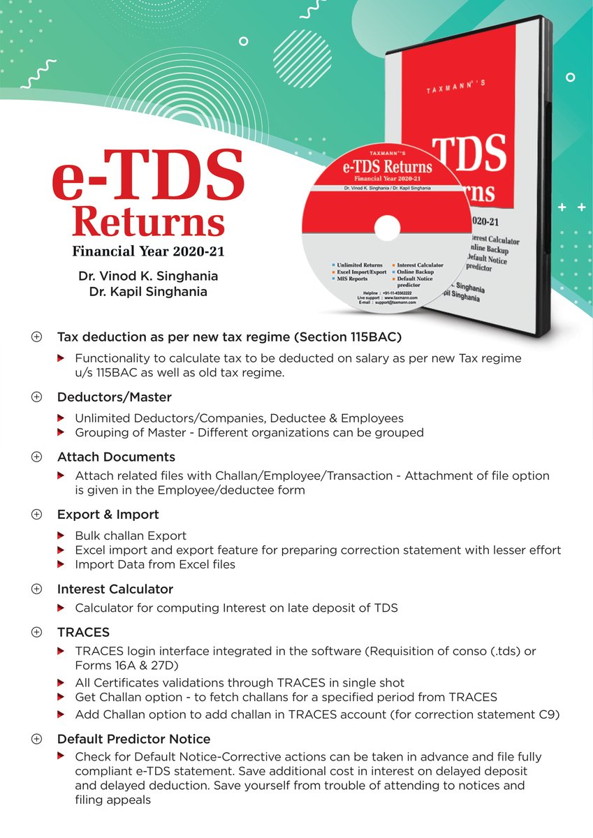 taxmannindia's tweet photo. Your Automated TDS Compliance Software | Available with Data Import from Excel Templates
Get-an-Online-Demo-Now! https://t.co/JituVC6nCT
#TDSReturns #Form12BA #Form24Q #Form26Q #Form27Q #Form27EQ #TaxmannSoftware https://t.co/TFL2tl5SxP