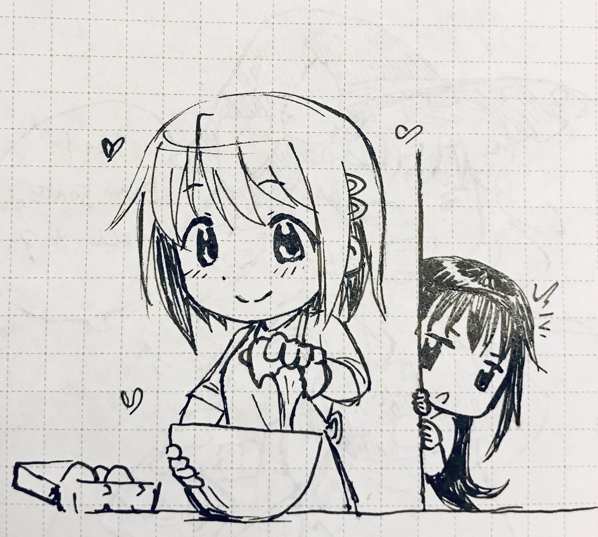 Homura jealous of Sayaka's one hand egg crack technique but appeased by cake 