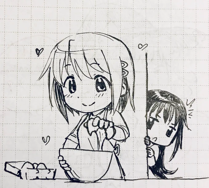 Homura jealous of Sayaka's one hand egg crack technique but appeased by cake 