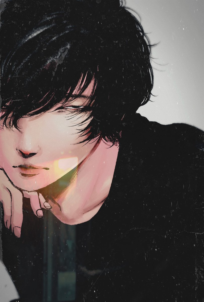 細い目の男とセンター分けの男に執着してます 梅雨の創作クラスタフォロ ろばんこのイラスト