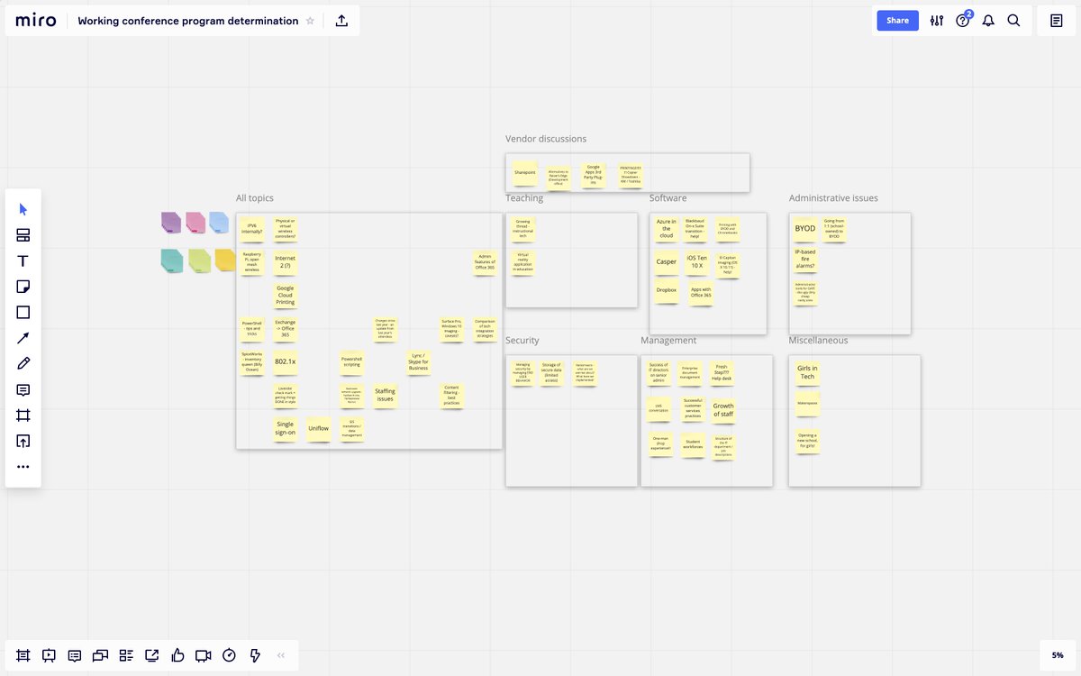 ASegar's tweet photo. The 4th post in my series on creating Zoom meetings that people actually WANT and NEED.

Here's how you build an optimum conference program using @MiroHQ

New post: How to implement participant-driven breakouts in Zoom — Part 4

https://t.co/3wdkXQvS5Q #assnchat #eventprofs https://t.co/3r6xWgM2Kf