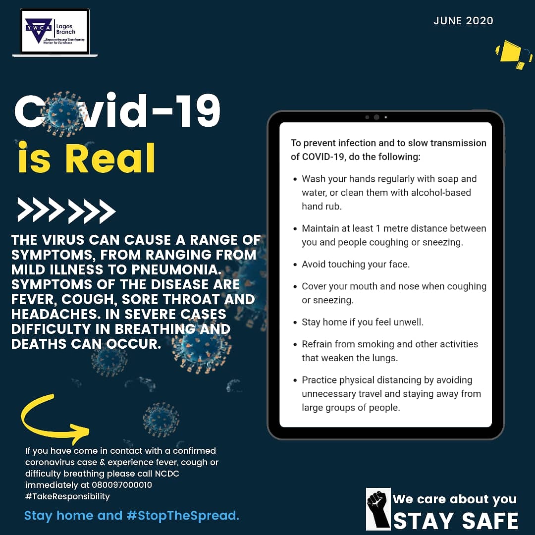 YWCALAGOSBRANCH's tweet photo. Stay safe still. 

#StaySafeNigeria 
#oneheartnaija 
#YWCALagosBranch https://t.co/npobwPQylP