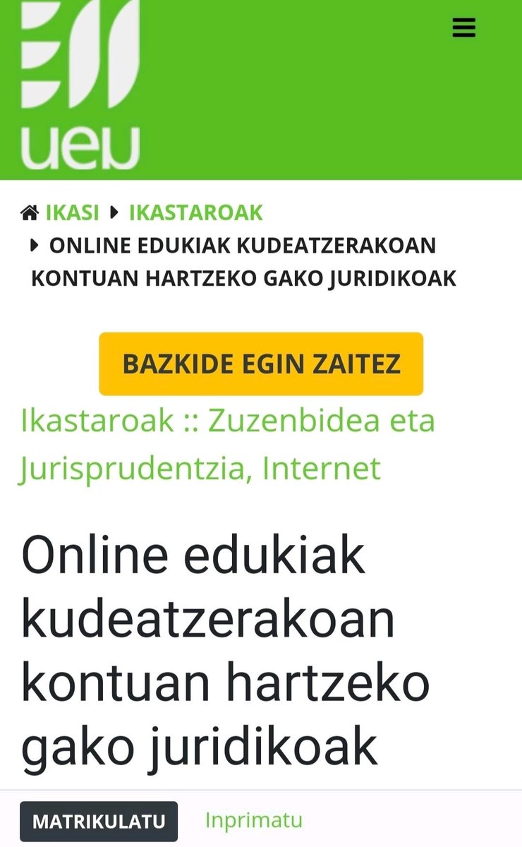 jonturrillas's tweet photo. UEUn emanen dudan kurtsoaren matrikula zabalik @ueu_orokorra @biantik1 #Iruñea #Nafarroa #DBEO #DBLO #LOPD #GDPR #JIL #LPI #JabetzaIndustriala #IrudiEskubideak
https://t.co/rXLmWfALlM https://t.co/aSEa8eHazx